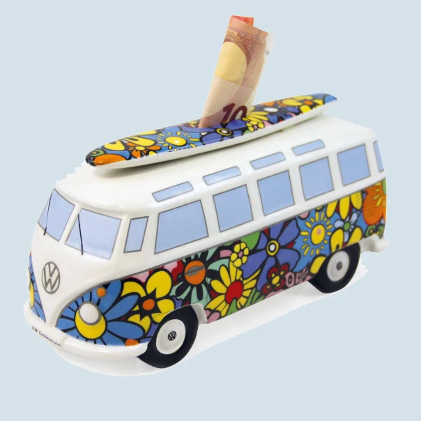 VW Bus Spardose Flower