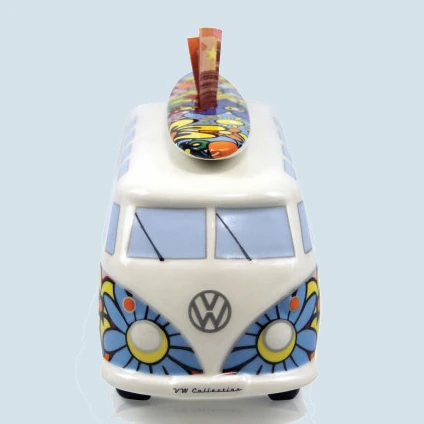 VW Bus Spardose Flower