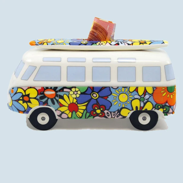 VW Bus Spardose Flower