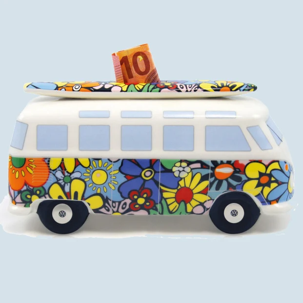 VW Bus Spardose Flower