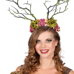 Fee Tiara Grüne Zweige und Blumen