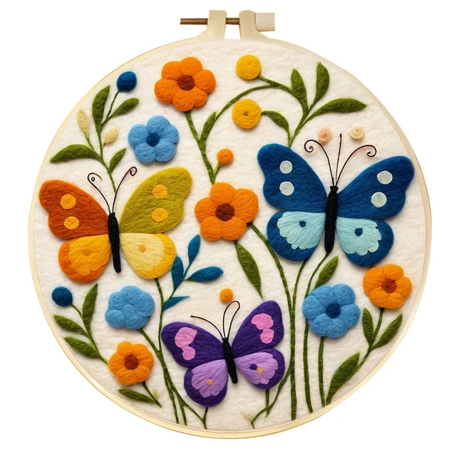 Nadelfilzen Schmetterlinge unter Blumen
