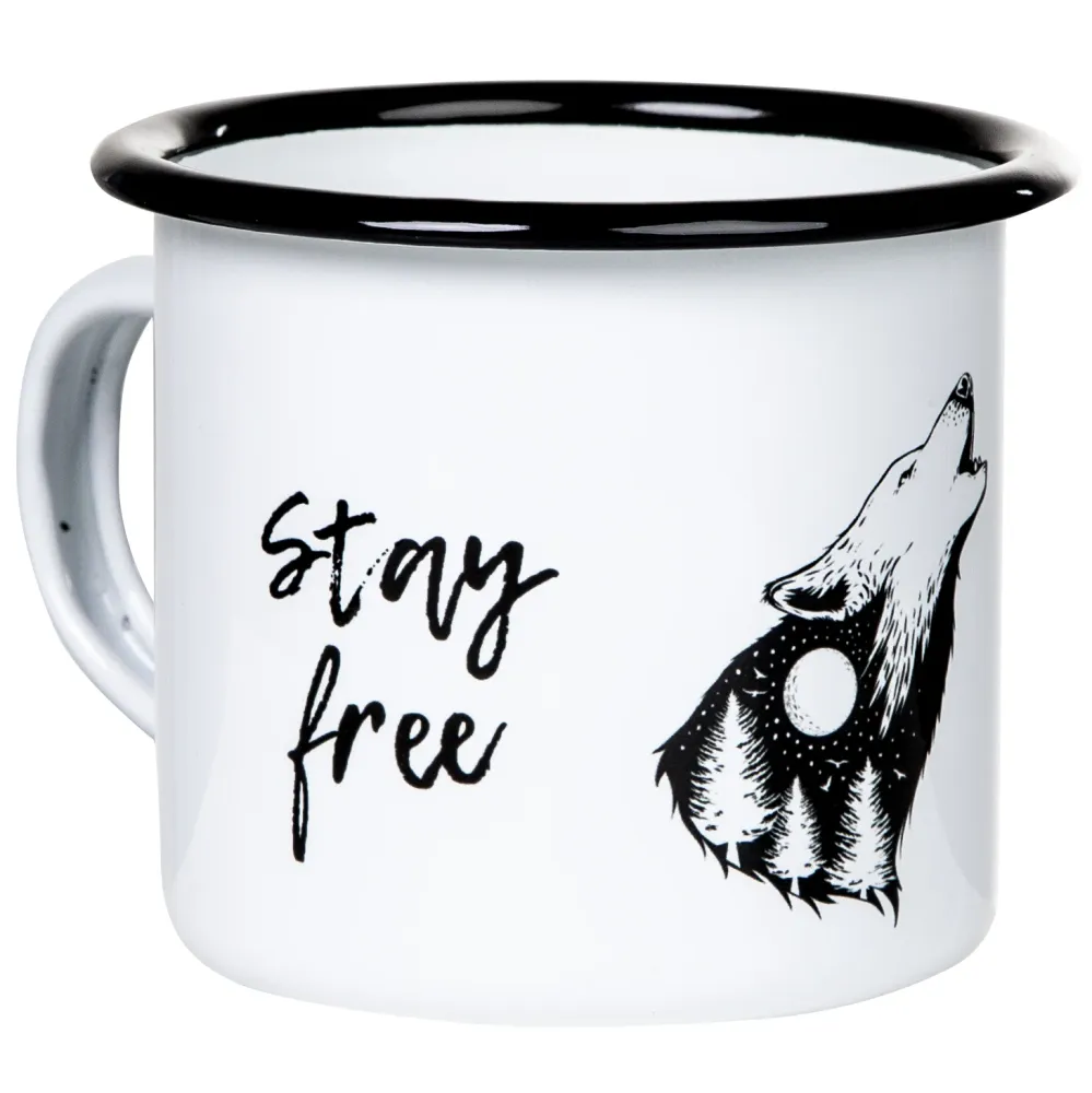 Emaillebecher "STAY WILD - STAY FREE"-Serie mit Motiv: Wolf