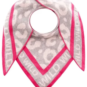 💕 Zwillingsherz Dreieckstuch "Leo Wild" Wolle Kaschmir Grau Pink