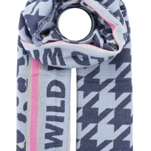 💕 Zwillingsherz Schal "Wild Leo" Baumwolle Wolle Blau