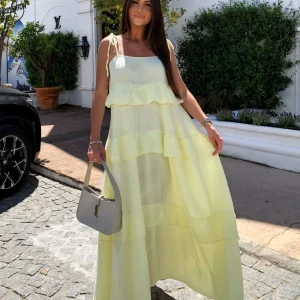 Musselin Maxi Kleid Aradi Gelb