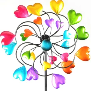 Buntes Metall-Windrad Gartenstecker Windspiel Gartendeko Blumenstecker