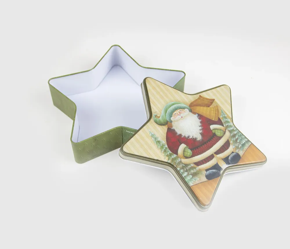 Set mit 3 sternförmigen Blechdosen zum Verpacken von Weihnachtsplätzchen und Pralinen Weihnachtsdekoration