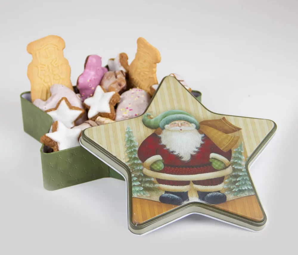Set mit 3 sternförmigen Blechdosen zum Verpacken von Weihnachtsplätzchen und Pralinen Weihnachtsdekoration