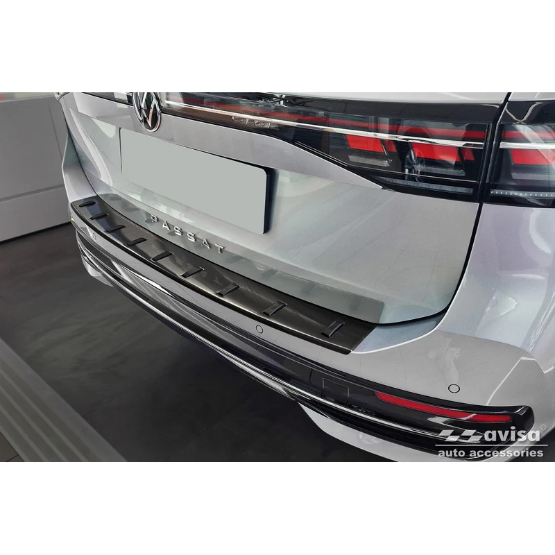 Avisa, Schwarz Edelstahl Heckstoßstangenschutz passend für Volkswagen Passat Variant (CJ5) inkl. R-Line & Hybrid 2024- STR...