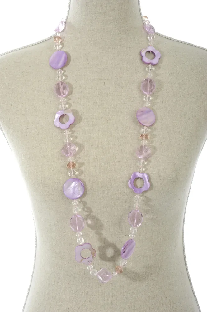 J-Line Ketting Kristal Bloem Nacre Rose