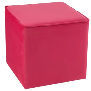 J-Line Poef Kubus Velvet Fel Roze