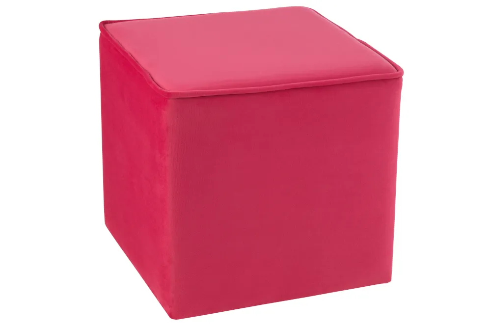 J-Line Poef Kubus Velvet Fel Roze