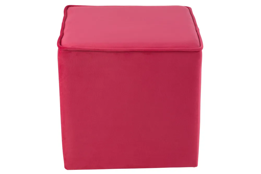 J-Line Poef Kubus Velvet Fel Roze