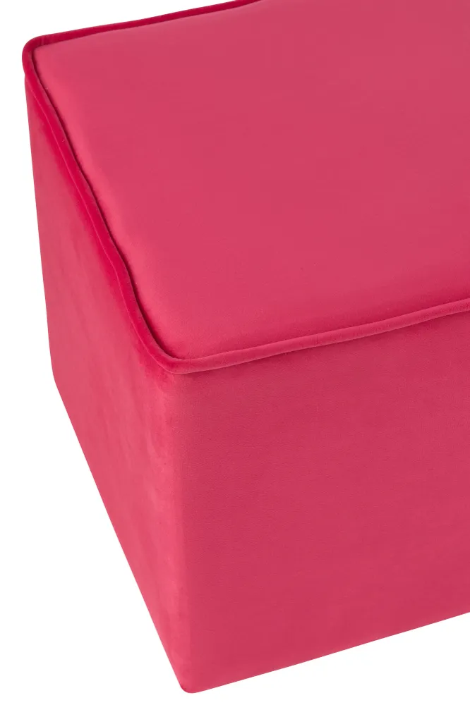 J-Line Poef Kubus Velvet Fel Roze