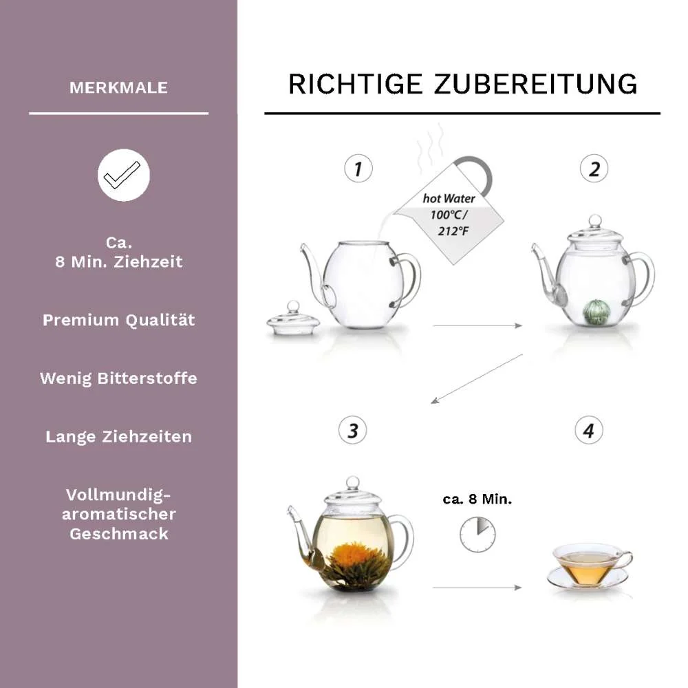 6er ErblühTee Herz-Holzbox Schwarztee