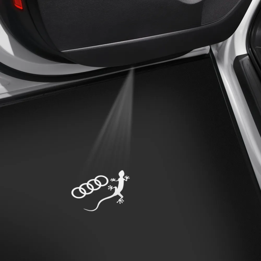 Audi LED Einstiegsleuchten mit Audi Ringen und Gecko Logo, 2er Set mit schmalem Stecker, 4G0052133K