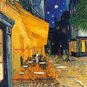 Café-Terrasse am Abend