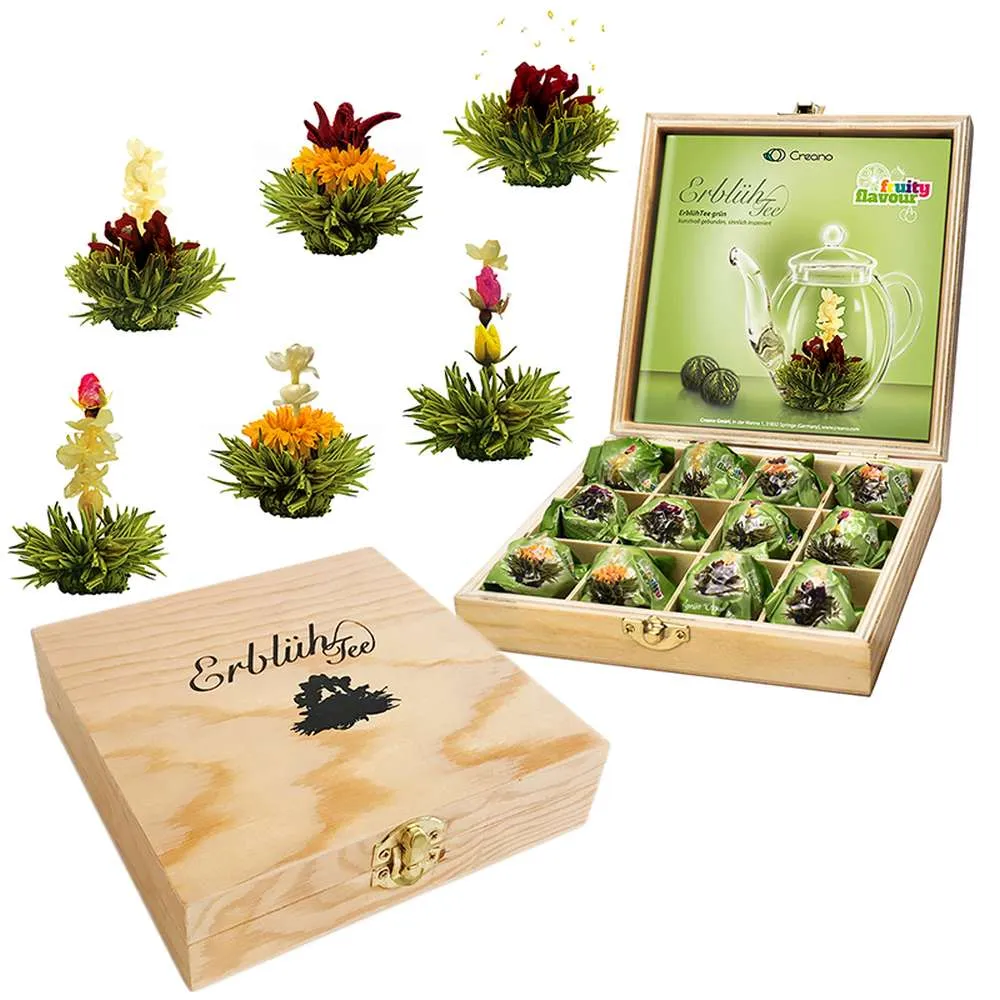 Creano ErblühTee-Holzbox 12er-Set Fruity Grüntee