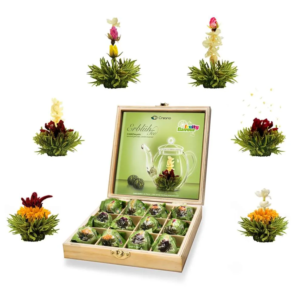 Creano ErblühTee-Holzbox 12er-Set Fruity Grüntee