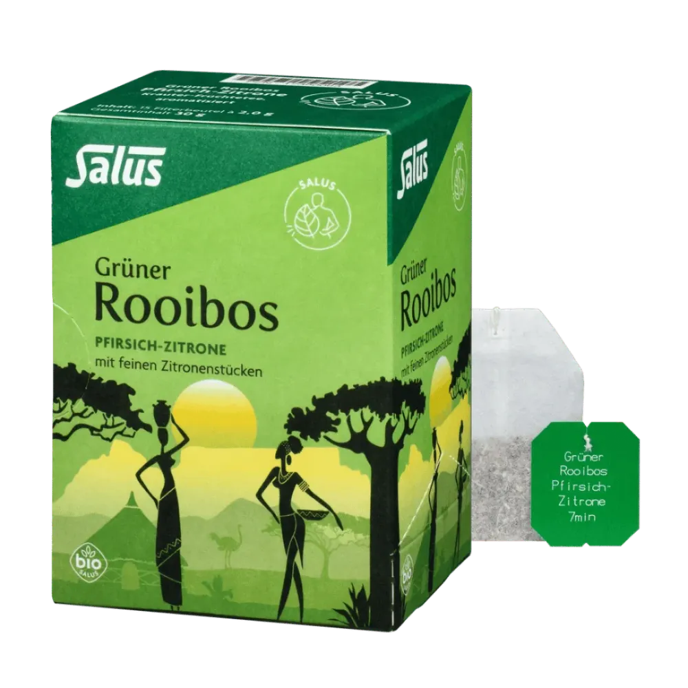 Grüner Rooibos Pfirsich-Zitrone Tee Bio 15 Filterbeutel Salus