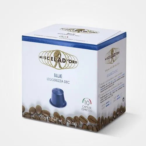 Kaffeekapseln kompatibel mit Nespresso * Blue "Lightness Dec" 10 Kapseln