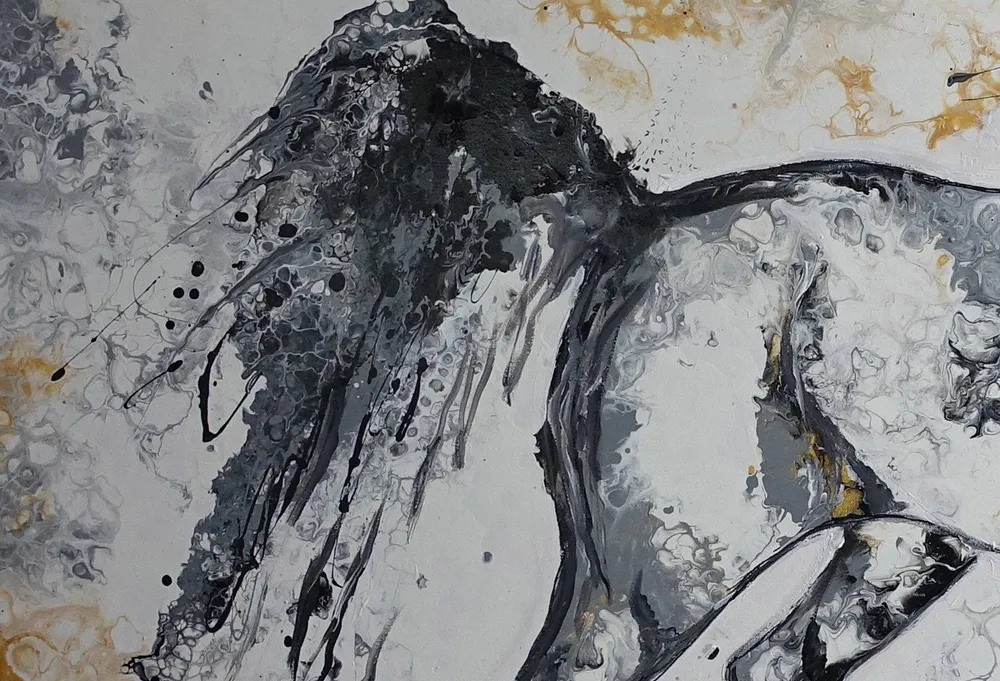 Pferdebild Gemälde Schimmel handgemalt, Acrylbild Hengst Bild 150x100