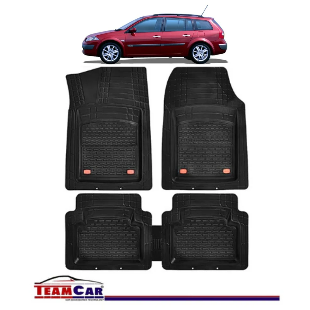 TeamCar® Auto-Fußmatten, kompatibel mit Renault Megane II Combi (2002–2005), Schwarz