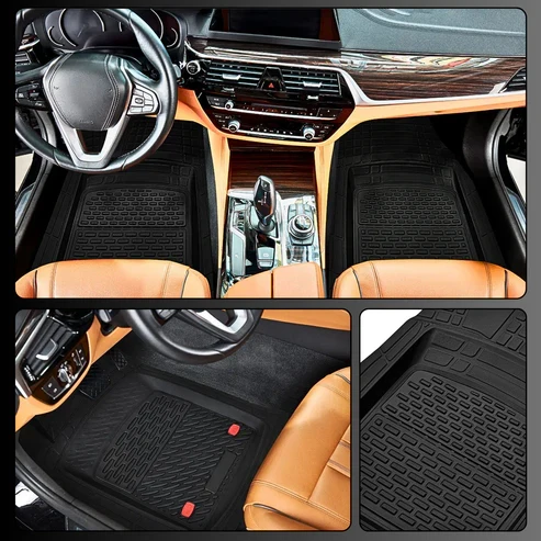 TeamCar® Auto-Fußmatten, kompatibel mit Renault Megane II Combi (2002–2005), Schwarz