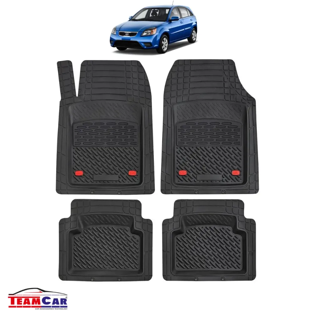 TeamCar® Automatten für Kia Rio DC (2000–2005) – Schwarz – Strapazierfähige Gummimatte