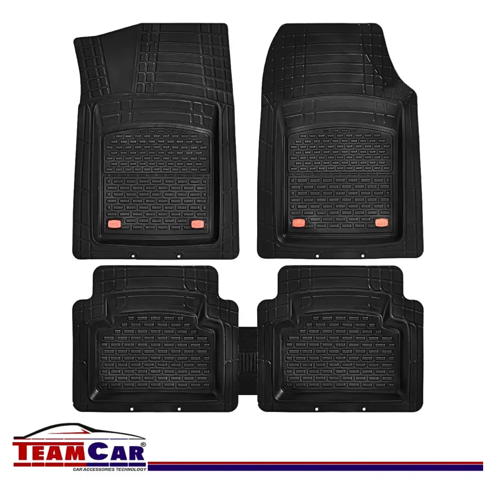 TeamCar® Automatten für Kia Rio DC (2000–2005) – Schwarz – Strapazierfähige Gummimatte