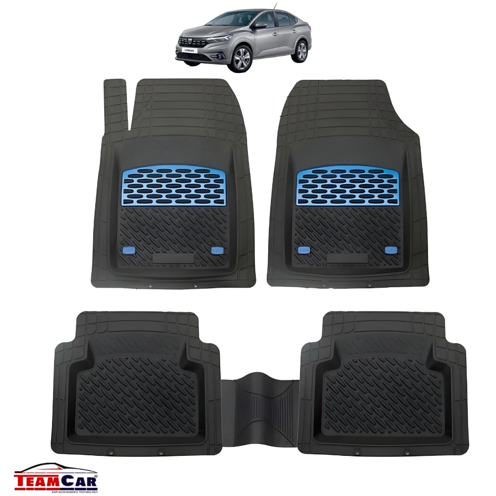TeamCar® Fußmatten mit Wannenform, kompatibel mit Dacia Logan III (ab 2020) – Limousine/Blau