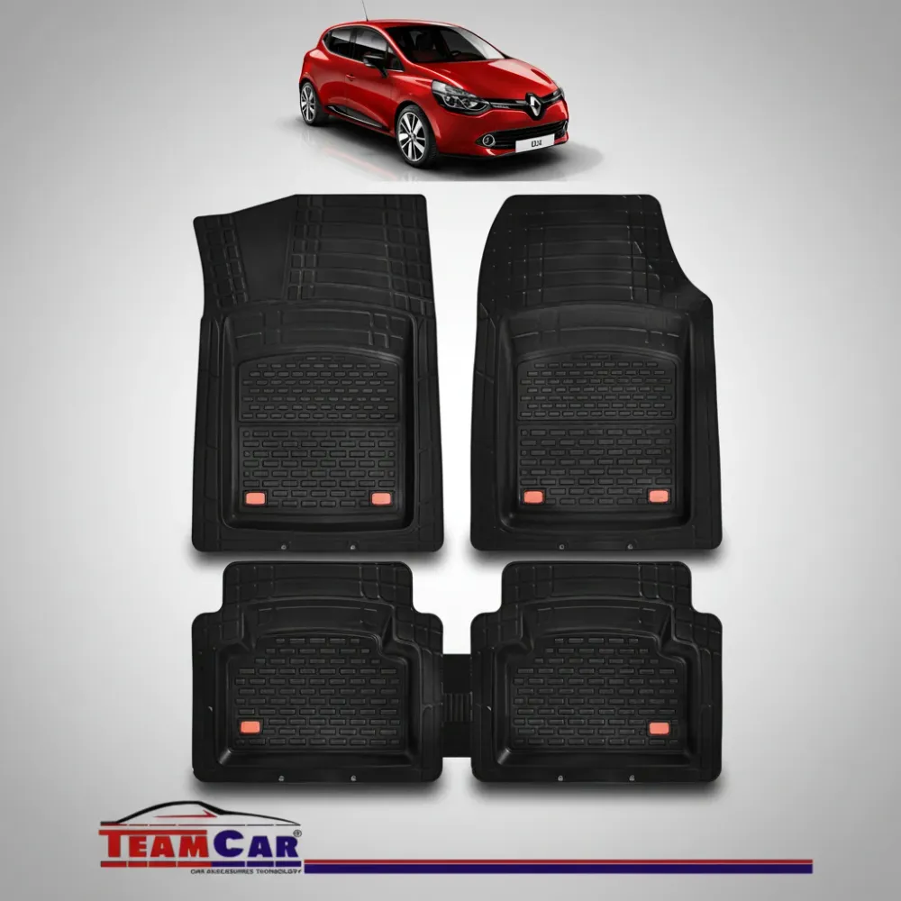 TeamCar® Fußmatten (Wannenform) passend für Renault Clio IV (2012–2019), Schwarz, strapazierfähiges Material