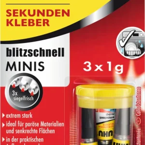 Uhu Klebstoff Sekundenk.Blitzsch.m2nis Gel 3X1G Blister