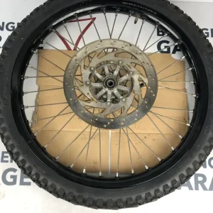 vordere Speichenfelge mit Stollenreifen, Derbi/Aprilia/Gilera, 80/90-21, 15mm Achsdurchmesser