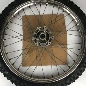 vordere Speichenfelge mit Stollenreifen, Derbi/Aprilia/Gilera, 80/90-21, 12mm Achsdurchmesser