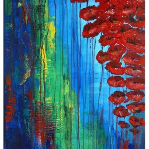 Wasserblüten Blumenmalerei handgemaltes Blumenbild modern 60x120