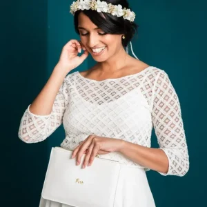 Braut-Pouch, Clutch mit Schriftzug "Mrs" Chalky White – Katie Loxton