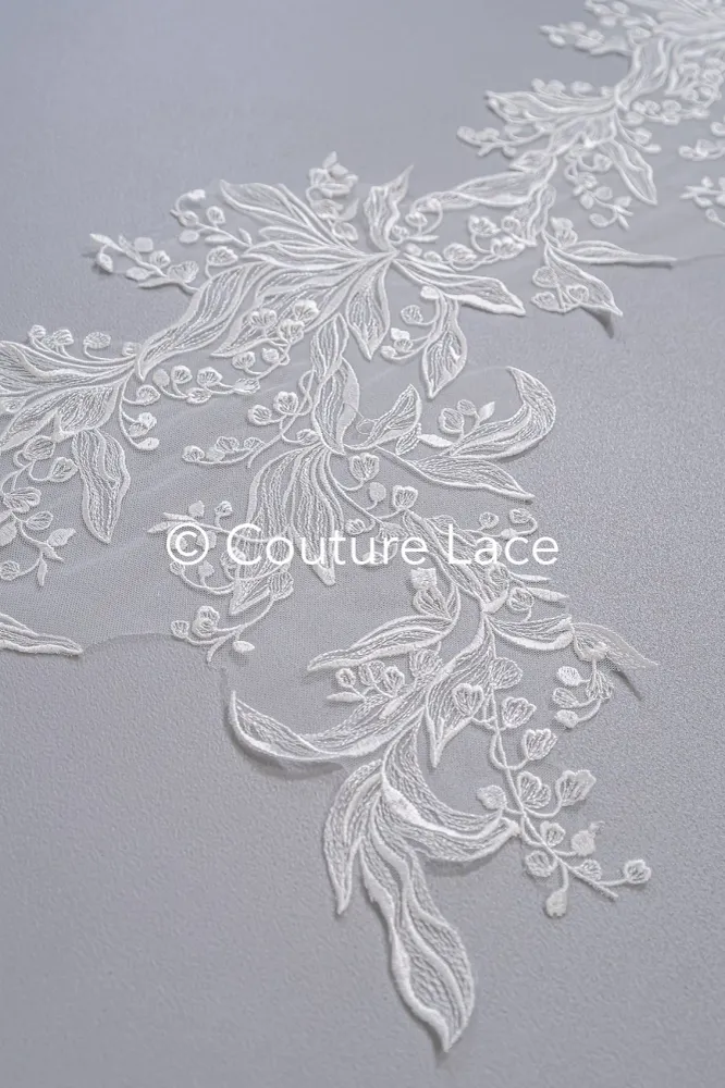 Brautspitze Borte/ Spitzenborte off-white/ florale Braut Spitzenborte/ Spitzenborte für Brautkleid// T24-027