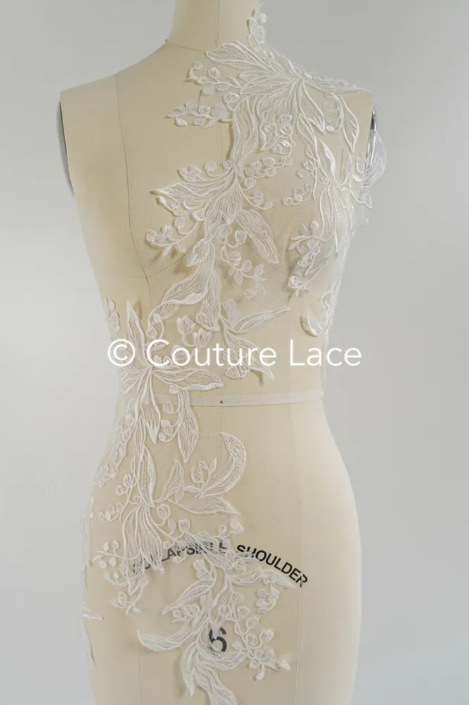 Brautspitze Borte/ Spitzenborte off-white/ florale Braut Spitzenborte/ Spitzenborte für Brautkleid// T24-027