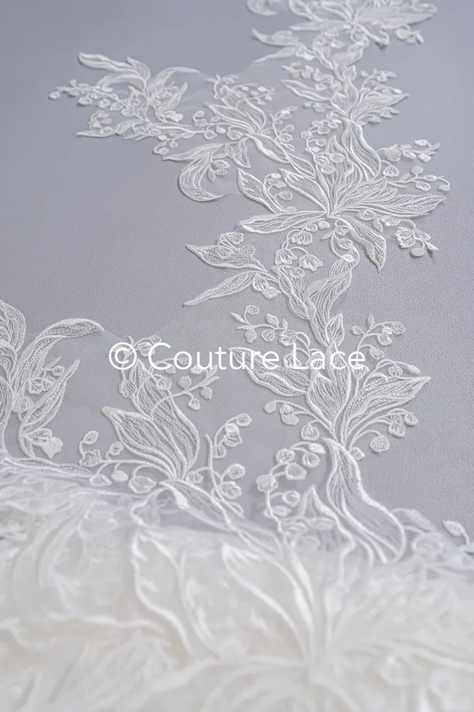 Brautspitze Borte/ Spitzenborte off-white/ florale Braut Spitzenborte/ Spitzenborte für Brautkleid// T24-027
