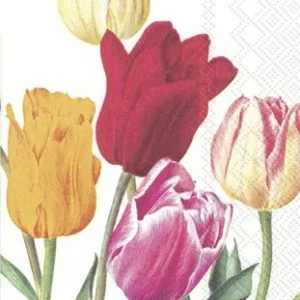 Buffet-Servietten 'Tulips' white