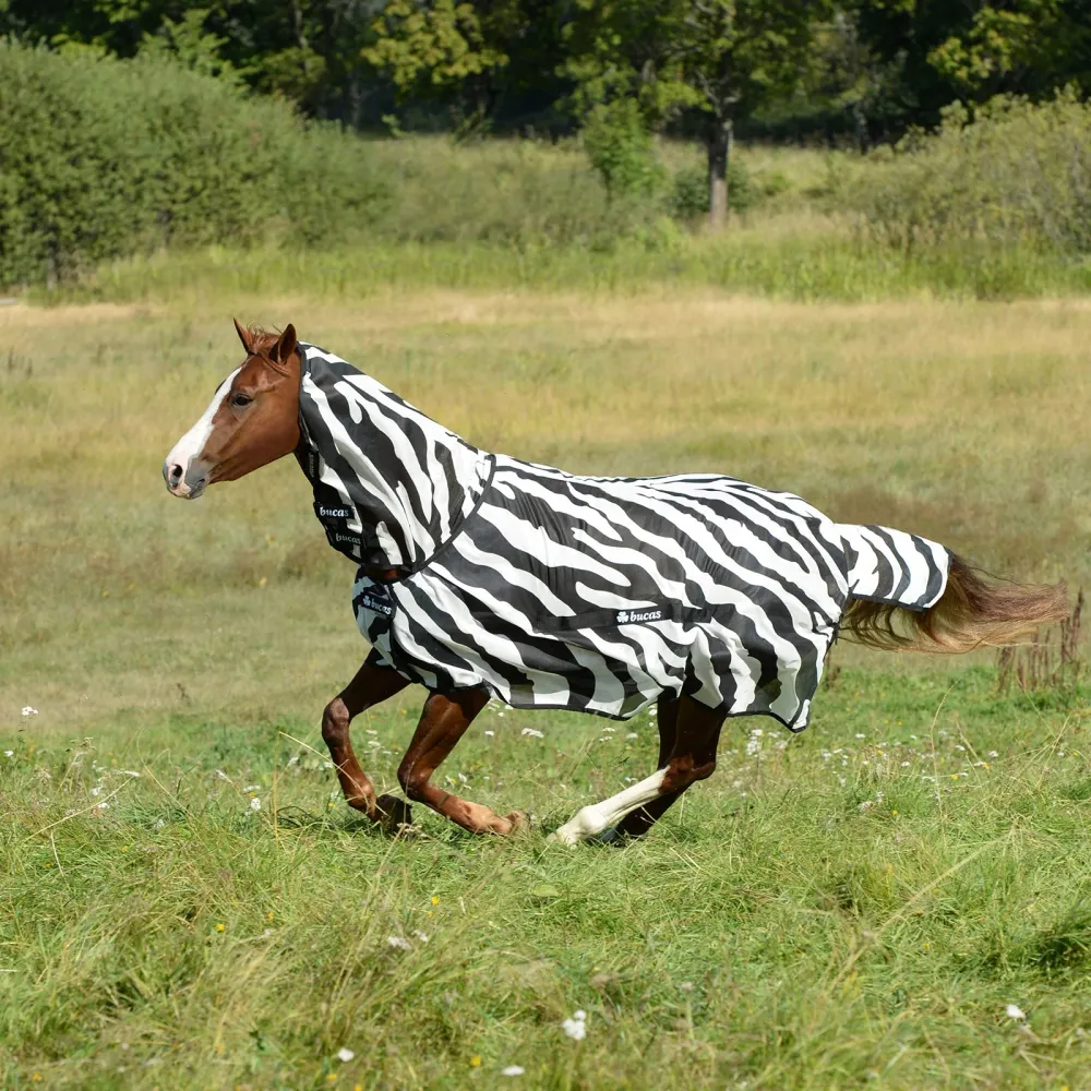 Buzz Off Zebra Fliegendecke mit festem Halsteil Black/White 95