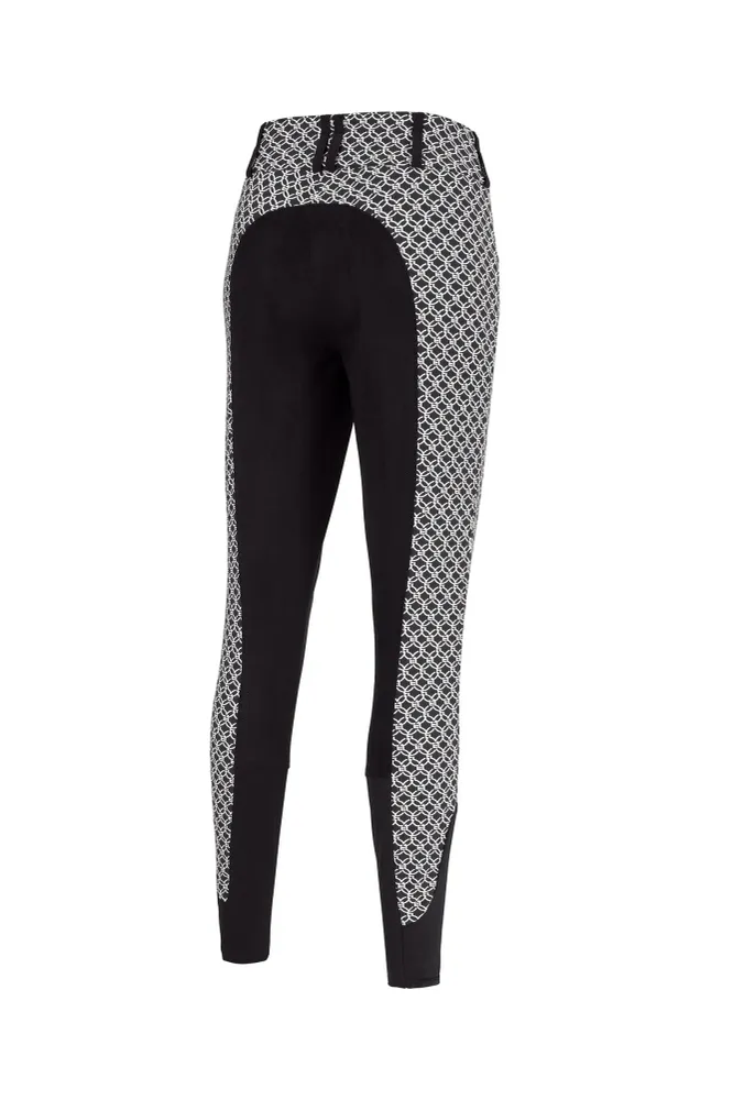 Candela Print Damen Reithose mit Vollgrip Black/White 76