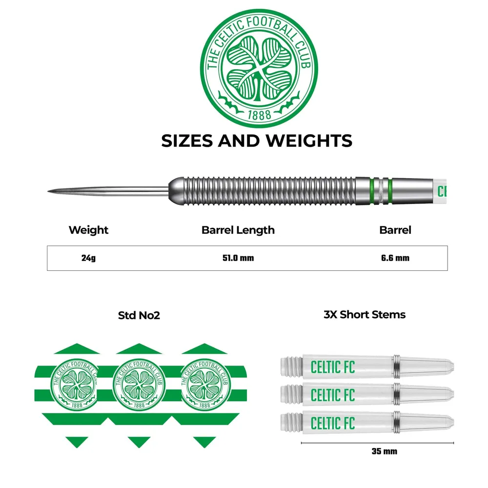 Celtic FC Darts – Steel Tip Tungsten – Offiziell lizenziert – Celtic – 24 g