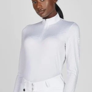 Damen Laser-Cut Langarmshirt White 40