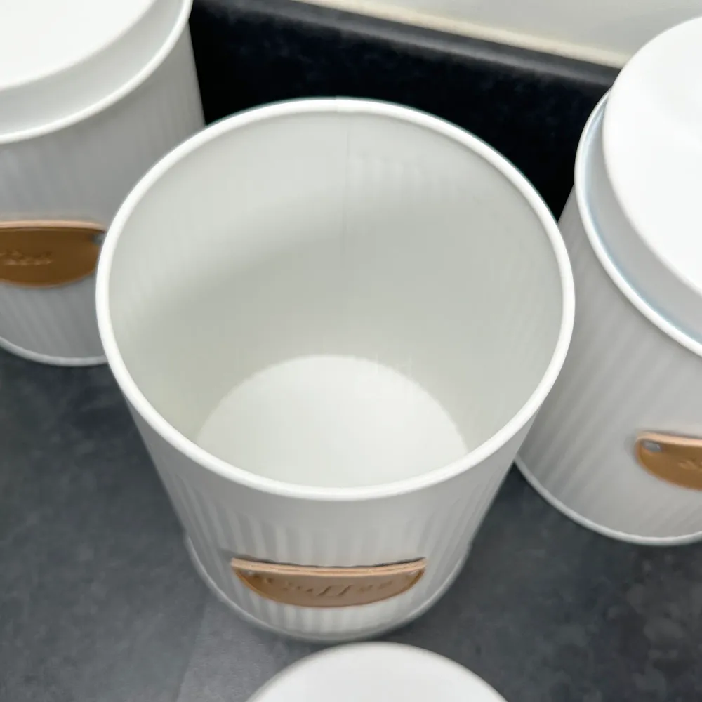 White Ribbed Tea Coffee Sugar Canisters Darthome Limited