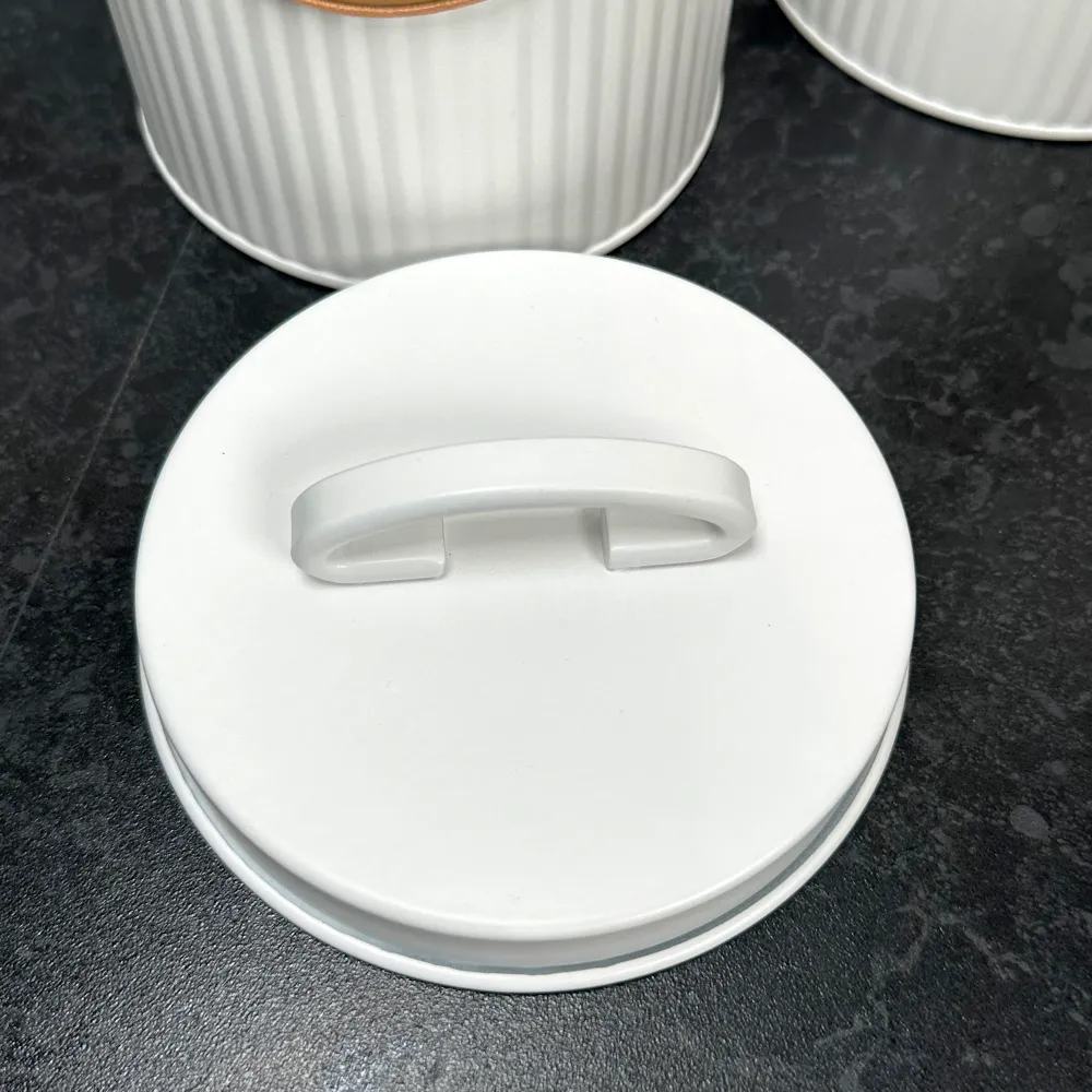 White Ribbed Tea Coffee Sugar Canisters Darthome Limited
