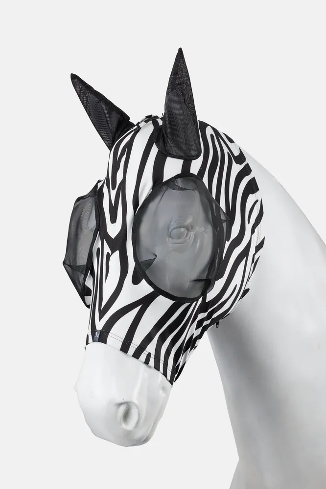 Elastic Fliegenmaske mit Reißverschluss Black/White V