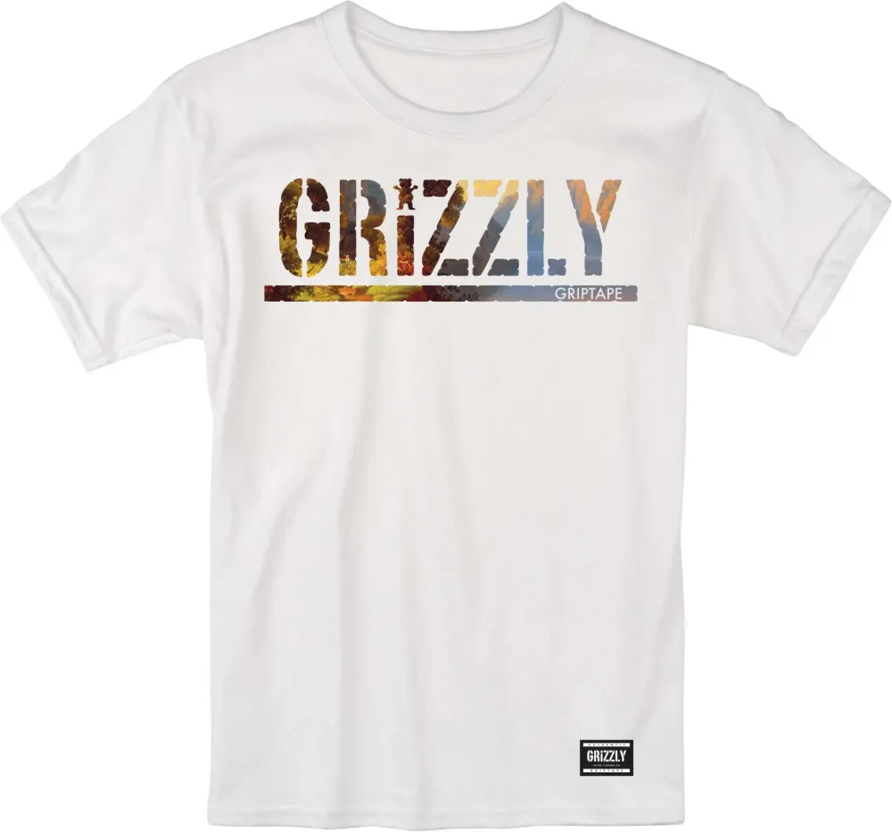 Grizzly Stamped Scenic Tee White